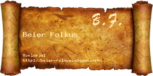 Beier Folkus névjegykártya